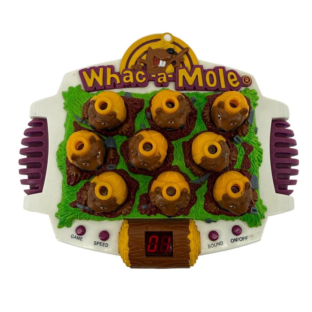 Vintage 1999 Whac a Mole Electronic Handheld Game w/ Lights & Sound WORKS